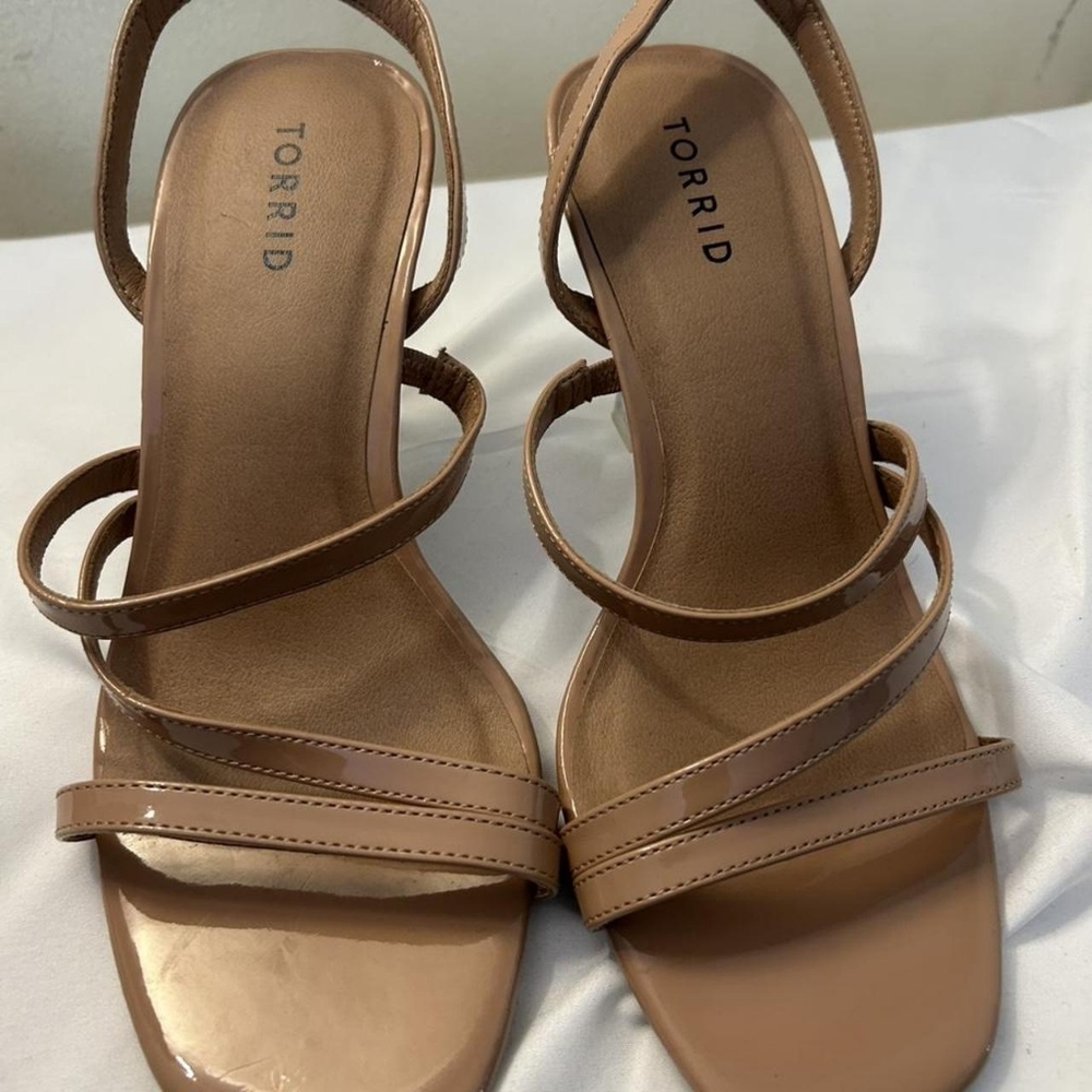 torrid Cognac Strappy Square-Toe Block Heel Sandals